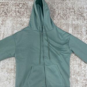 Teal Fleece Zip-Up Hoodie